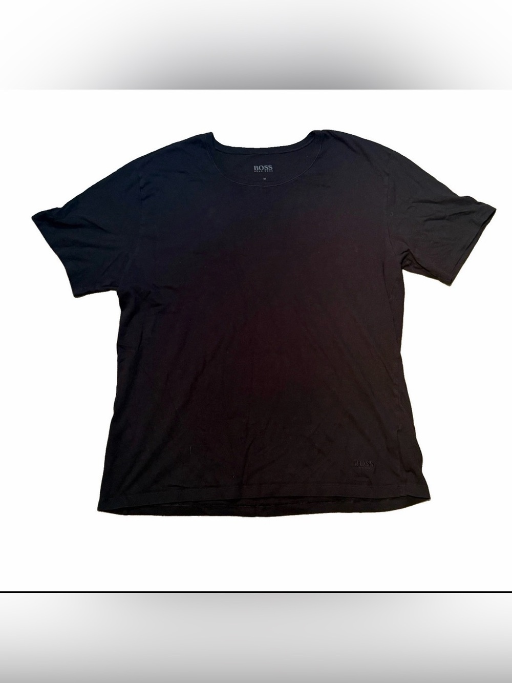 Boss Hugo Boss Men’s XL Black Crewneck T-Shirt Embroidered Logo Hem 100% Cotton